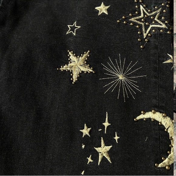 NWT DRIFTWOOD FREE PEOPLE CHARLEE CELESTIAL EMBROIDERY STUDS 32” JEANS 🌖 - Picture 7 of 10